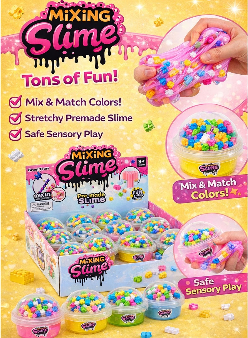فريق عظيم مجموعة Greateam Mixing Slime المكونة من 12 قطعة سلايم DIY بقطع بناء داخلية 108-110 جرام سلايم كريستالي في كل وعاء بلاستيكي أربعة ألوان سلايم جاهز للتمدد اصنع شكلك الخاص لعبة لعب حسية للأطفال 3 سنوات فما فوق معتمد EN71 آمن وغير سام وفق معيار سلامة الألعاب الأوروبي لعبة تعليمية وتطويرية للأطفال لعب ممتد مجموعة سلايم كاملة بعلبة عرض بالجملة أفضل هدية لرمضان - Image 3